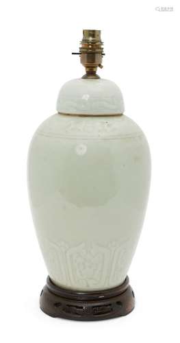 A Chinese porcelain monochrome jar and cover, 19th century, ...