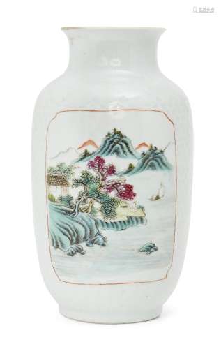 A Chinese porcelain vase, Republic period, painted in famill...