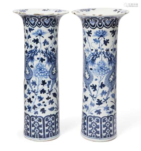 A pair of large Chinese porcelain sleeve vases, early 19th c...
