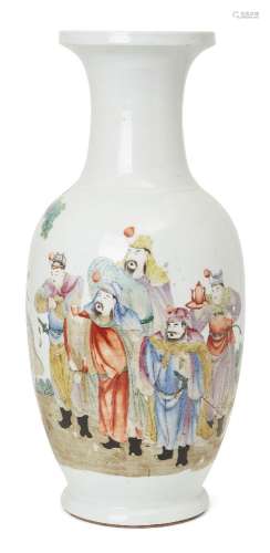 A large Chinese porcelain baluster vase late 19th century, p...
