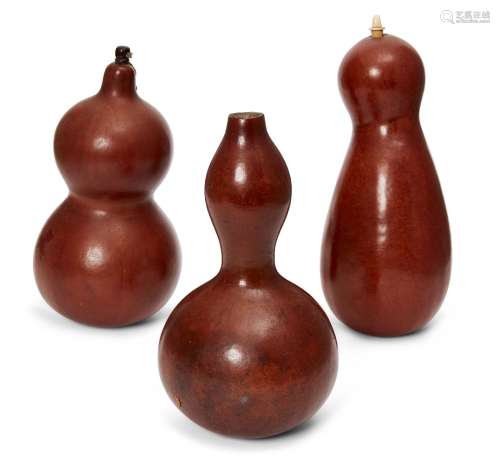 A group of three Chinese gourd vessels, Qing dynasty, with b...