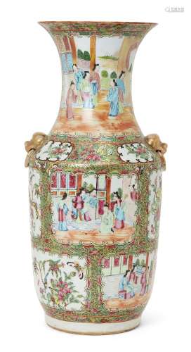 A Chinese Canton porcelain vase, 19th century, painted in fa...