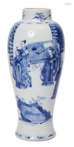 A Chinese blue and white porcelain vase, 18th century, paint...