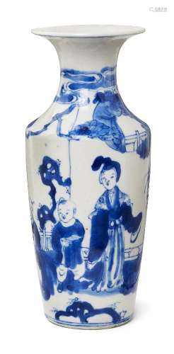 A Chinese porcelain vase, 19th century, painted in underglaz...