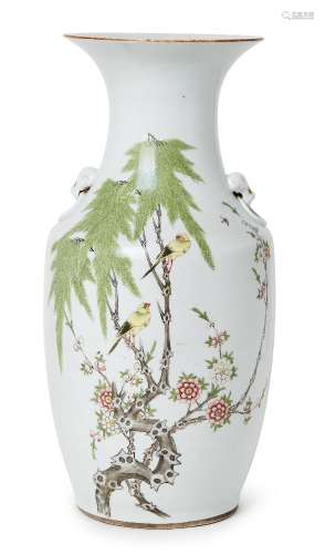 A Chinese porcelain baluster vase, Republic period, painted ...