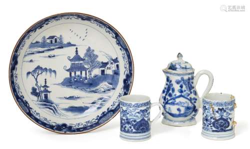 Four Chinese export porcelain items, 18th century, painted i...