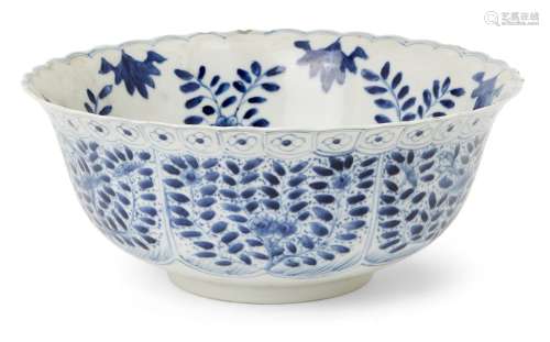 A Chinese porcelain bowl, 19th century, painted in underglaz...