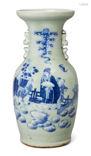 A Chinese porcelain celadon-glazed baluster vase, 19th centu...