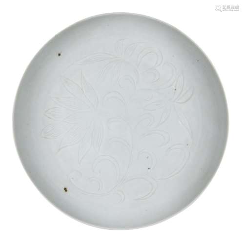 A Chinese porcelain qingbai 'lotus' dish, late Qing dynasty,...