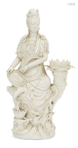 A Chinese porcelain blanc-de-chine figure of Guanyin, late Q...