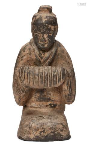 A Chinese Han-style pottery burial rite figure, moulded and ...