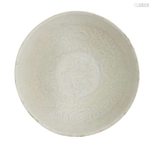 A Chinese qingbai moulded bowl, 13th/14th century, moulded t...