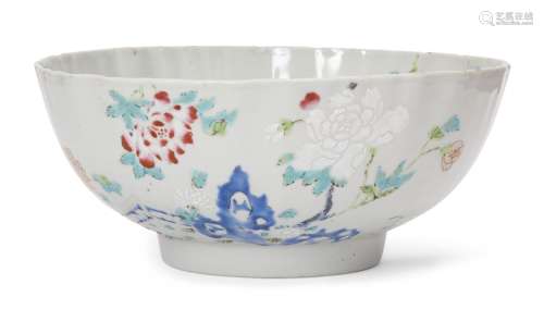 A Chinese export porcelain fluted bowl, Yongzheng period, pa...