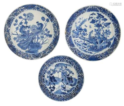 Three Chinese porcelain plates, late 19th century, comprisin...