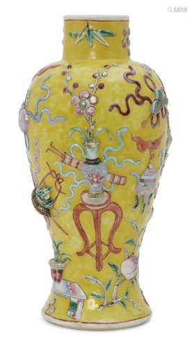 A Chinese porcelain 'precious objects' baluster vase, early ...