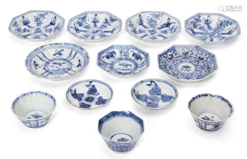 A collection of Chinese porcelain cups and saucers, Kangxi p...