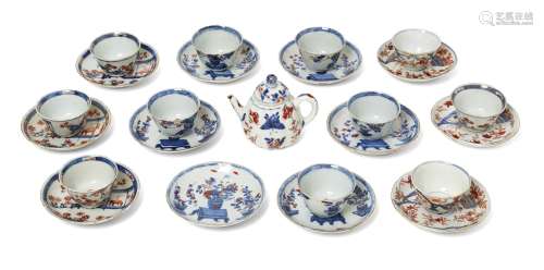A group of Chinese export porcelain teabowls and saucers, 18...