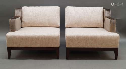 A pair of contemporary corner chairs by Elliot Barnes, of re...