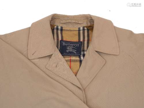 A Burberry men's trench coat, with signature lining, size la...