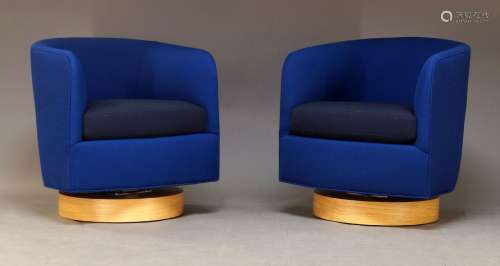 After Milo Baughman, a pair of 'Roxy' swivel armchairs, prod...
