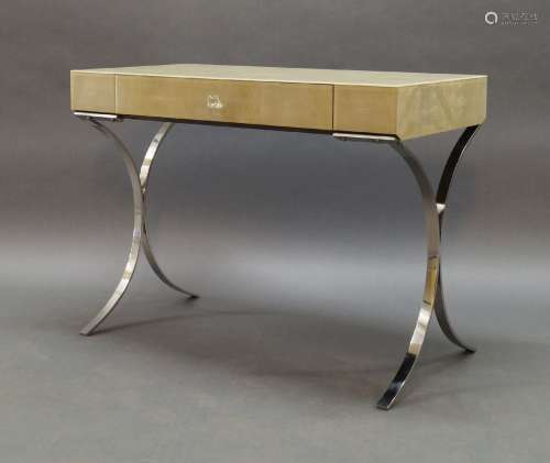 A Contemporary faux shagreen and glazed desk, the rectangula...
