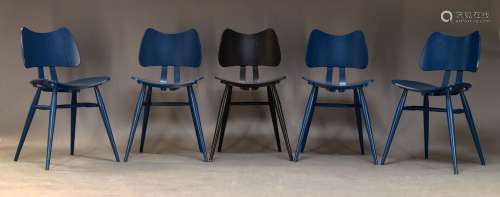 Ercol, a set of five butterfly chairs, of recent manufacture...
