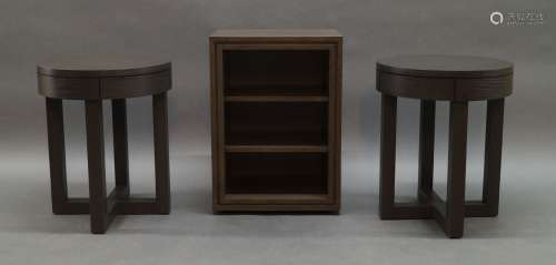 A pair of contemporary stained wood side tables, of recent m...