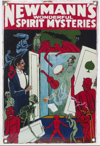 An enamel advertising sign for American hypnotist C. A. Newm...
