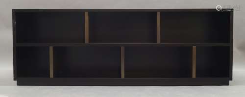 A Contemporary ebonised shelving unit, of recent manufacture...