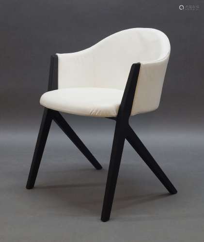Cassina, a white leather armchair, of recent manufacture, wi...