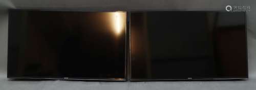 A set of three Samsung model UE40JU6400K tv monitors, of rec...