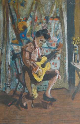 After Henri Matisse, French 1869-1954- The Guitarist; black ...