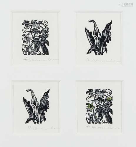 German School, mid 20th century- Foliage studies; linocuts, ...