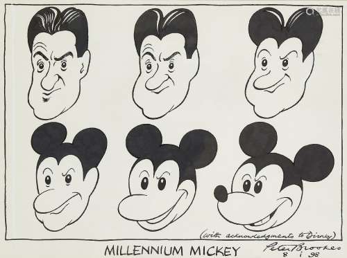 Peter Brookes CBE, British b.1943- Millennium Mickey, 1998; ...