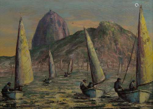 B Poloni, Brazilian, mid-20th century- Sailing off Sugarloaf...