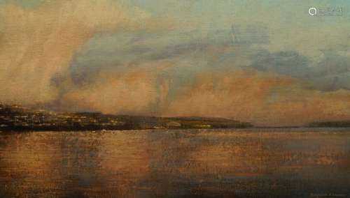 Benjamin R Warner, British b.1970- Coastal view at sunset; o...