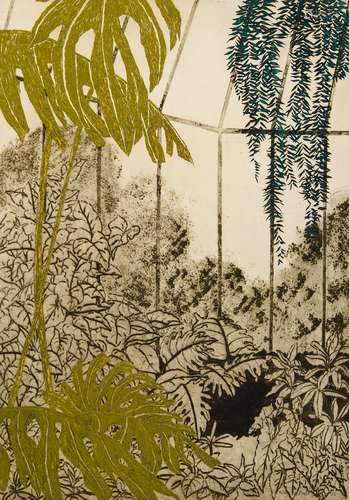 Yannick Ballif, French 1927-2009- Greenhouse Triptych, 1984;...