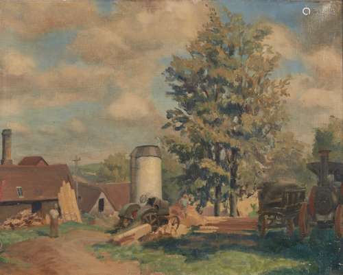 Scottish School, early/mid 20th century- Farmyard scene; oil...