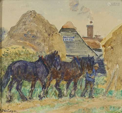 Alice Des Clayes, Scottish 1891-1968- A scene of two plough ...