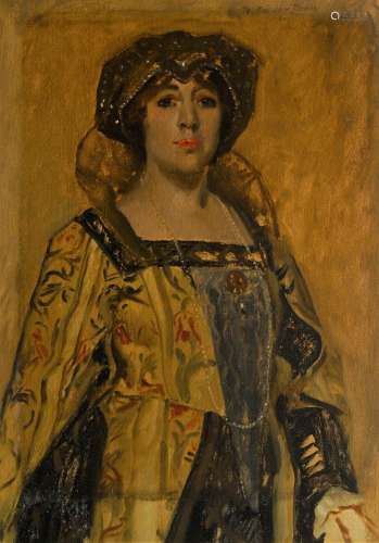Alfred Priest, British 1874-1929- Portrait of a woman; oil o...
