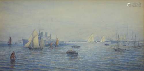 British School, early 20th century- Shipping Scene; watercol...