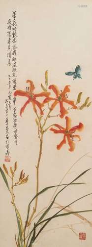 李曼石(1911~1991) 花卉 設色 紙本 鏡框