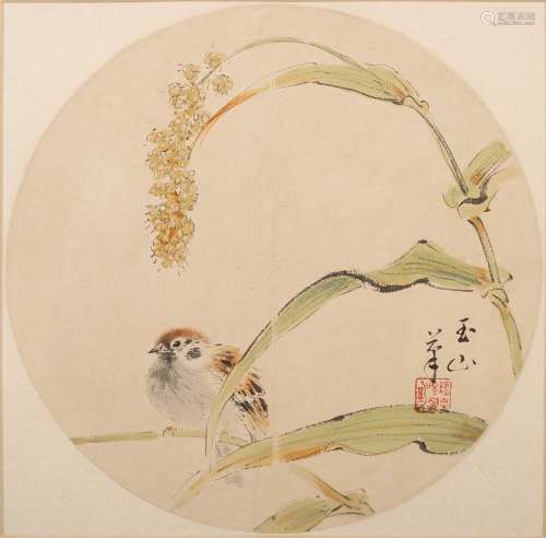 林玉山(1907~2004) 麻雀 設色 紙本 鏡框