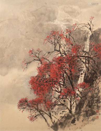 蔡友(b.1947) 秋景 設色 紙本 鏡框