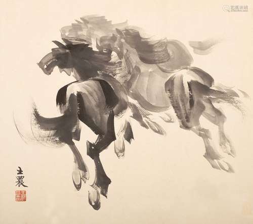 王農(1926~2013) 馬 水墨 紙本 鏡片