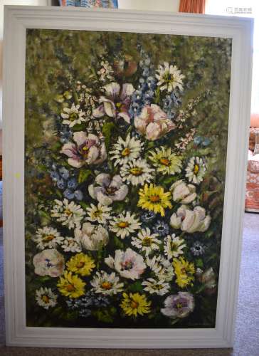 Elizabeth Cameron (20th Century) Oil on board, Flowers. Imag...