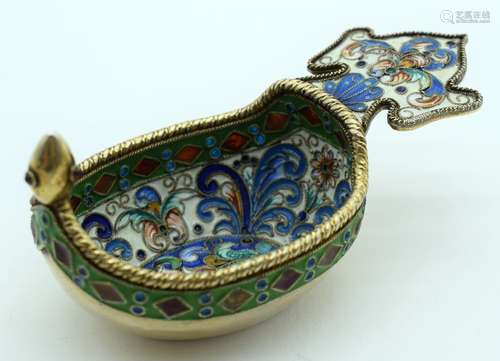 A 19TH CENTURY RUSSIAN SILVER AND ENAMEL MINIATURE KOVSCH de...