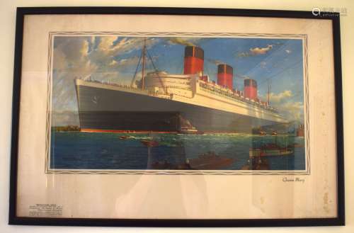 William McDowell (20th Century) Print, RMS Queen Mary. Image...