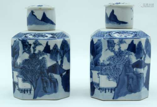 A PAIR OF LATE 18TH/19TH CENTURY CHINESE BLUE AND WHITE TEA ...