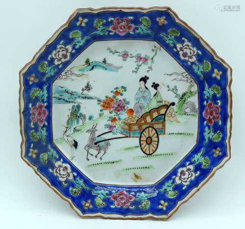 A 19TH CENTURY JAPANESE MEIJI PERIOD AO KUTANI PLATE painted...